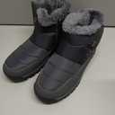 Jakcuz Mens Waterproof Warm Faux Fur Hook and Loop Snow Boots Size 42 Cotton High Top Non-slip Walking Boot Shoes (10.5, Dark Grey)