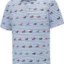 Men's Golf Polo Shirts Short Sleeve Performance Moisture Wicking Dry Fit Funny Golf Polo Shirts for Men (Blue, XL)