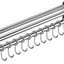 Hanging Wall Mount Knife Wall Mount,Kitchen Utensil Hanger,Space-Saving Kitchen Utensil Rack with Hooks,Kitchen Storage Shelf for Utensils Spatula Spoon, Easy to Clean (Silver, 50CM+10Hook)