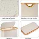 Slim Laundry Hamper,Narrow laundry Hamper with Lid,60L Hamper for Laundry,Dirty Cloth Hamper with Bamboo Handle for Toys,Towels, Clothes Organizing,Beige