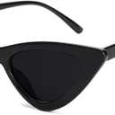 livho Retro Vintage Narrow Cat Eye Sunglasses for Women Clout Goggles Plastic Frame (Black Grey)