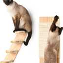 Chasing Tails Cat Wall Shelves  Set of 3, Wall Shelves with 1 Floating Fabric Hammock, 2 Cat Ladders with 4 Steps Each, Wall Mounted Bed Furniture & Climber for Large Cats