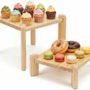 2Pack Solid Pine Wooden Display Risers,Dessert Stands for Cup Cake or Food, Riser Display Stand for Perfume Collectibles, Tiered Shelf Organizer for Market Retail Vendors