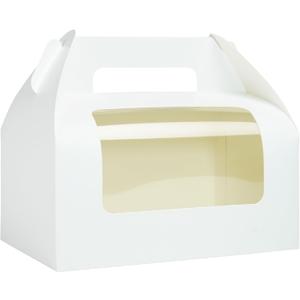 WholeMy 30 Pack 9x6x6 Large Gable Gift Boxes White Party Treat Boxes with Window Disposable Lunch Box Togo for Treats Meals Cookies Favors Goodies Gifting Baked foods