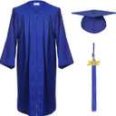 Unisex Adult Matte Graduation Cap and Gown Tassel Set (Blue)