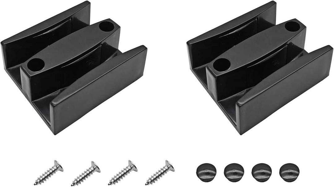 2pcs Shower Door Guides, Glass Door Limit Slide with Stainless Steel Screws (Black) (black 60x50x20mm)