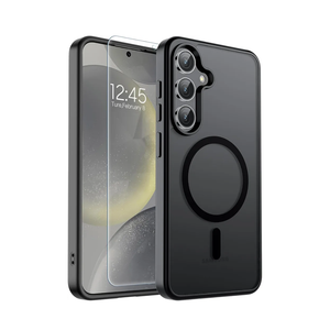 SUPFINE Magnetic for Samsung Galaxy S24 Case / S25 Case with Screen Protector, (Compatible with MagSafe) (Military Grade Drop Protection) Slim Translucent Shockproof Phone Case, Black