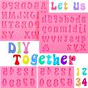 Patelai 4 Pcs Silicone letter molds for chocolate Letter Numbers Molds valentines Day DIY Non stick and Easy to Release 0-9 Number and 26 for Baking Desserts Cake Party Favors(0.7 Inch,Pink)