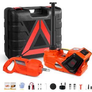 ZAISHANG Electric Car Jack Kit 5 Ton Hydraulic Jack(Lifting Range: 6.1~17.7 inch) with Impact Wrench Tire Inflator for SUV MPV Sedan Truck Change Tires Garage Repair and Emergency Tire Change