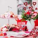 6 Pcs Glitter Heart Picks Valentine's Day Puffy Foam Hearts Floral Sparkly Sticks for Valentine Wedding Arrangements Party Vase Floral Bouquet Crafts Table Centerpiece Decorations