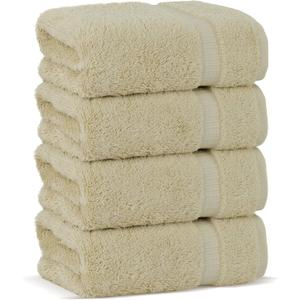 Chakir Turkish Linens 100% Cotton Premium Turkish Towels for Bathroom | 16'' x 30'' (4-Piece Hand Towel, Beige)