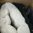 Oversized Rocking Chair with Adjustable Backrest and Footrest, Outdoor Reading Chair - Chaise Lounge Chair Indoor, Comfy Corduroy Rocking Chair for Patio, Porch, Balcony, Living Room (Ivory)