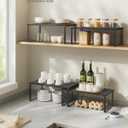 SONGMICS Cabinet Organizer Shelf, Set of 4 Kitchen Counter Shelves, Kitchen Storage, Spice Rack, Stackable, Expandable, Metal and Engineered Wood, Ink Black and Ebony Black UKCS028B01 (15.6"W)