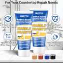 Tile, Marble and Granite Repair Kit (Color Match), 160g/5.64oz Quartz Countertop Repair Kit for Holes Dents Defects Chips Scratches Cracks, Fix Porcelain Stone Reattaches Corian Other Hard Surfaces