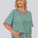 UEU Women Oversized T-Shirt Summer Casual Loose Fit Short Sleeve Basic Tops Workout Gym Tee Shirt (Blue, S)