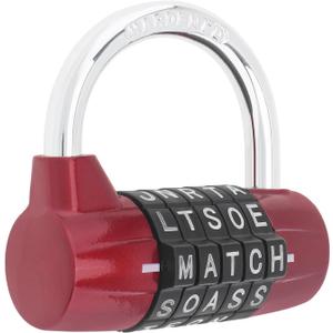 Gym Locker Lock 5 Letter Word Lock Safety Padlock Combination Lock for School Gym Locker,Sports Locker,Fence,Toolbox,Case,Hasp Storage (1, Red)