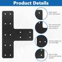 4 Pcs T Post Timber Brackets,Post to Beam Connector for 6x6 BracketsDurable Steel Material Bracket, Versatile ConnectivityBlack 12*8 Inch