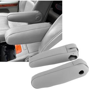 FZJDSD 2pcs Gray Leather Seat Armrest Cover Compatible with Lexus RX300 RX330 RX350 2003 2004 2005 2006 2007 2008 2009 with Zippered Design (Grey)