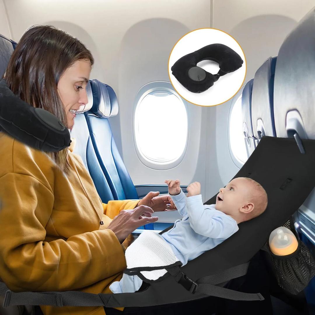 Toddler Airplane Seat Extender & Travel Bed with Neck Pillow  Baby Travel Essentials for Flying  Fits Economy Seats - todller Travel Bed - Baby Flight Bed on Lap, Baby seat Extender - Black Color Toddler Airplane Seat Extender & Travel Bed with Neck Pillow  Baby Travel Essentials for Flying  Fits Economy Seats - todller Travel Bed - Baby Flight Bed on Lap, Baby seat Extender - Black Color