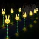 Solar Bunny Stake Lights for Easter Decorations - Set of 3PCS Easter Gifts Decor with Cute Rabbit Lights,Unique Housewarming Outside Gifts,Waterproof Solar Garden Lights for Yard/Lawn/Birthday Decor