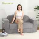 MeMoreCool Pull Out Loveseat Sofa Bed, Light Grey Boneless Futon Couch