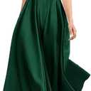 Women's Vintage Satin Cocktail Dresses Tea Length A-Line Prom Dresses Spaghetti Straps Scoop Neck with Pockets 2025 (Green), Size: US10