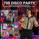 70s Disco Outfit for Men 70s Costume with Retro Shirt Bell Bottom Pants Wig Sunglasses Necklace Mustache (Black, XXXL)