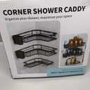Sitlais Corner Shower Caddy 5-Pack Rustproof Metal Wall Mounted Shelves with 2 Storage Boxes & 18 Hooks, Adhesive Shower Organizer, Bathroom Corner Shelf, No-Drill, Space-Saving, Durable Black