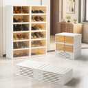 Folding Shoe Rack Storage Device,Large Plastic Folding Shoe Cabinet, Easy to Assemble Shoe Rack Storage Cabinet with Transparent Door Magnetic Buckle (6 Layers, 2 Groups, 24 Pairs)