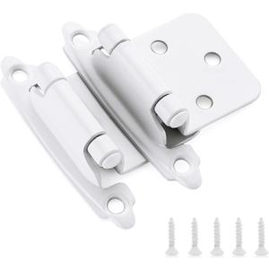 Ravinte 60 Pack (30 Pairs) 1/2" Overlay Cabinet Hinges, Self-Closing Semi-Concealed Face Mount, White Decorative Hardware with Door Bumpers for Kitchen & Cupboard Doors