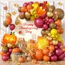 Fall Balloon Garland Arch Kit,129pcs Orange Yellow Wine Red Brown Gold Balloons Maple Leaf Pine Cones Pumpkin Foil Balloons for Thanksgiving Harvest Autumn Birthday Baby Shower Party Decorations