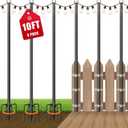 6 Pack String Light Poles for Outside, 10Ft Adjustable Outdoor Light Poles for String Lights, Outdoor Lighting Stand with Fork for Patio, Deck, Backyard, Garden, Party & Wedding