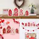 Valentines Day Decorations, 4 Pcs Wood House Shape Sign, Romantic Valentine Decor for Home Office Shelf Tiered Tray Desk Mantle Couple Gifts