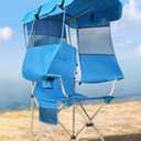 Beach Chair with Canopy Shade, Folding Camping Chair with Canopy with Cup Holder, Side Pocket for Camp, Beach, Tailgates, Fishing - Support 330 LBS (Sky Blue)