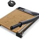 12 inch Wood Guillotine Paper Cutter, Heavy Duty Wood Base Paper Trimmer with 12-16 Sheets Capacity Paper Cutting Board for Classroom, Crafting, Cardstock, Art Projects (Gray)