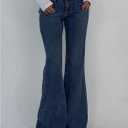 SOLY HUX Women's Low Rise Flare Leg Stretchy Denim Pants Y2k Going Out Bell Bottom Jeans (Blue, M)