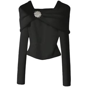 GORGLITTER Women's Dressy Cozy Fall Sweaters Trendy Long Sleeve Knitted Fold Over Pullover Top. Size Large