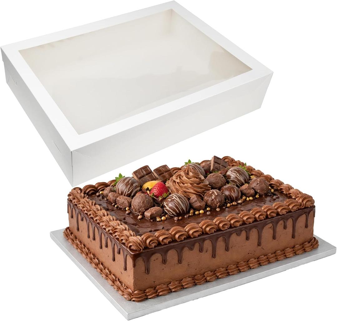 Half Sheet Cake Box with 1/2" Extra Thick Cake Drum,14x19x4 inches, 19x14x4 inches