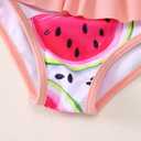 MODNTOGA Baby Girl Swimwear 2Pcs Long Sleeve Flower Swim Bathing Suit Set Toddler Kid Watermelon Graphic Swimsuit Beach Wear (6-12 Months, Light Pink Watermelon)