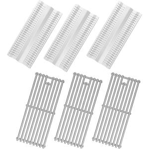 3 Pcs 9MM Stainless Steel Cooking Grid Grates and 3 Pcs Heat Plates Flame Tamer for Blaze Grill Replacement Parts,for Blaze 3 Burner Grill Model BLZ-3LP,BLZ-3LP-Cart,BLZ-3NG,BLZ-3NG-Cart