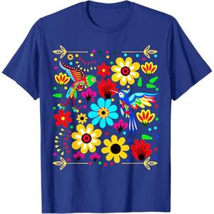 Floral Bird Otomi Mexican Style Mexicano Mexicana T-Shirt M