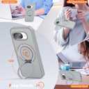 Compatible with Google Pixel 9a Case with 360 Magnetic Ring Stand Compatible with Mag-Safe Shockproof Translucent Phone Case for Google Pixel 9a 6.3", Grey
