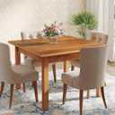 Tribesigns Wood Dining Table Farmhouse Kitchen Table for Living Room, 4-Person Square Dinner Table with Wooden Legs, Rustic Brown, Onesize