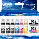 Compatible for 522 Ink Refill Bottles Replacement for Ink 522 Ultra High Capacity Black Cyan Magenta Yellow Works with EcoTank ET-2400 2720 2800 2803 2840 4700 4800 4810 Printer (6 Bottles)