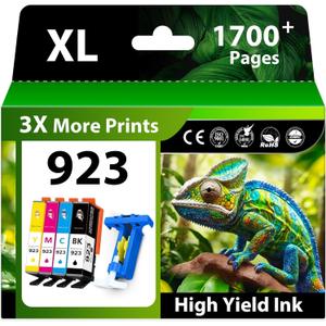 923 Ink Cartridges Combo Pack Replacement for HP 923 Ink Cartridges for HP Printers Compatible with HP OfficeJet Pro 8130e OfficeJet Pro 8135e 8122e 8138e 8139e 8120e Printer Ink,4-Pack Without Chip