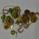 St. Patricks Day Decorations Shamrock Ornaments - 48pcs Shamrock Clover Gold Coins Horseshoe Tree Ornaments for Spring Lucky Irish Day St Patrick's Day Home Table Tree Party Hanging Decorations