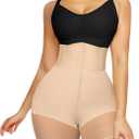 SHAPELLX High Waisted Body Shaper Shorts Shapewear for Women Tummy Control Thigh Slimming Slip Shorts Butt Lifting Shapewear (Small, B2-beige-zipper Closure)