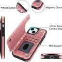 OOK for iPhone 13 Case Wallet with Card Holder, Cute Pink Leopard Cheetah Pattern for Women Girls RFID Blocking 3 Card Slots Kickstand Flip Folio Leather Protective Shockproof Phone Case