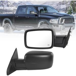Left Driver Side Door Mirror Compatible with Ram 1500 2014-2018 (6Pins) | Compatible with Ram 1500 Classic 2019-2022 with Heated Power Glass Manual Folding Temp Sensor Black