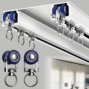 Double Curtain Track Ceiling Mounted, Heavy Duty Aluminum Sliding Rails for Curtains, Silent Double Curtain Track System for Drapes Room Dividers Living Room Bedroom (White,3m(9.8ft))